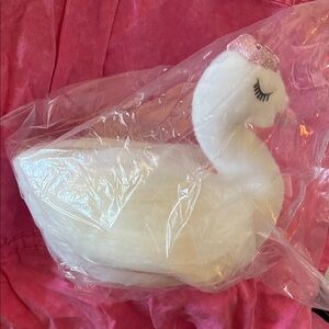 The Bearington Collection White Swan Plush Toy with Pink Crown